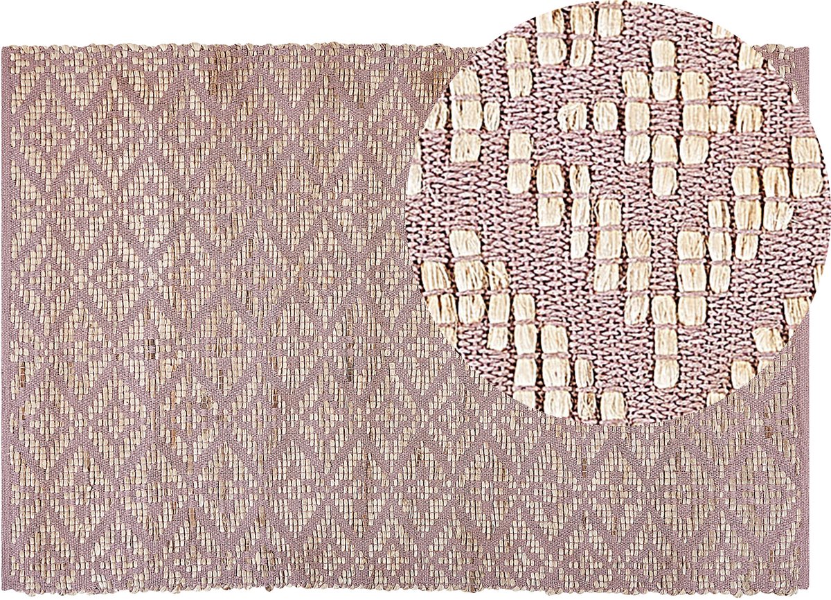 Beliani GERZE - Modern vloerkleed - Roze - 140 x 200 cm - Katoen
