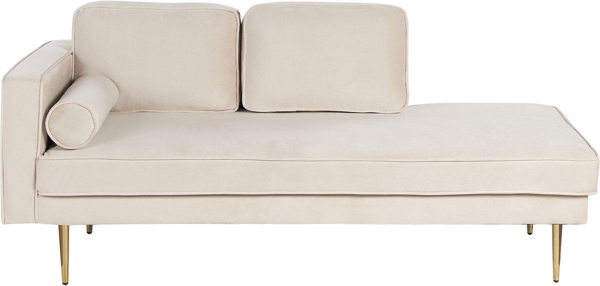 BELIANI MIRAMAS - Chaise longue - Beige - Linkerzijde - Fluweel