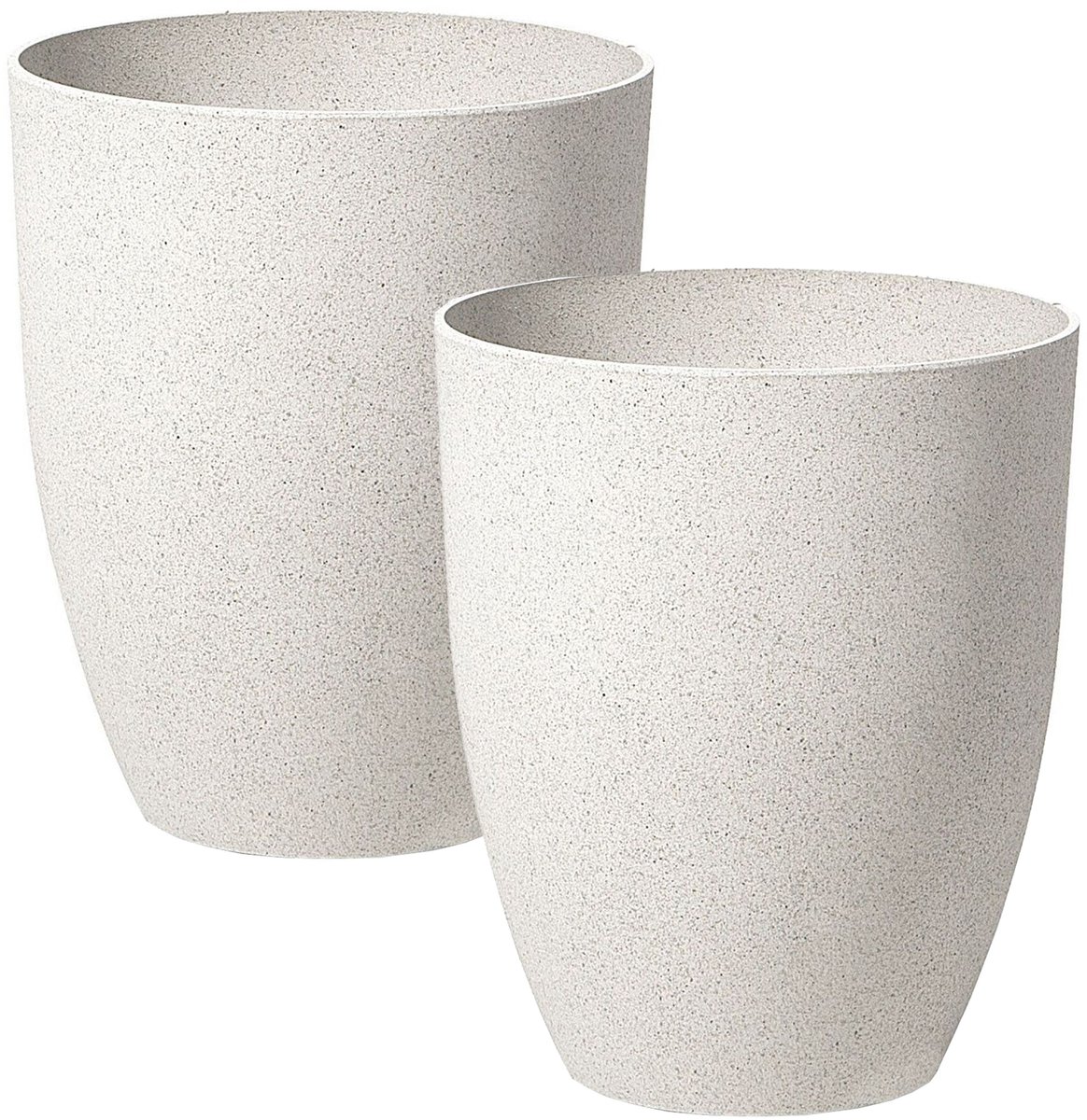 BELIANI CROTON - Bloempot set van 2 - Gebroken wit - 43 cm - Stenenmix