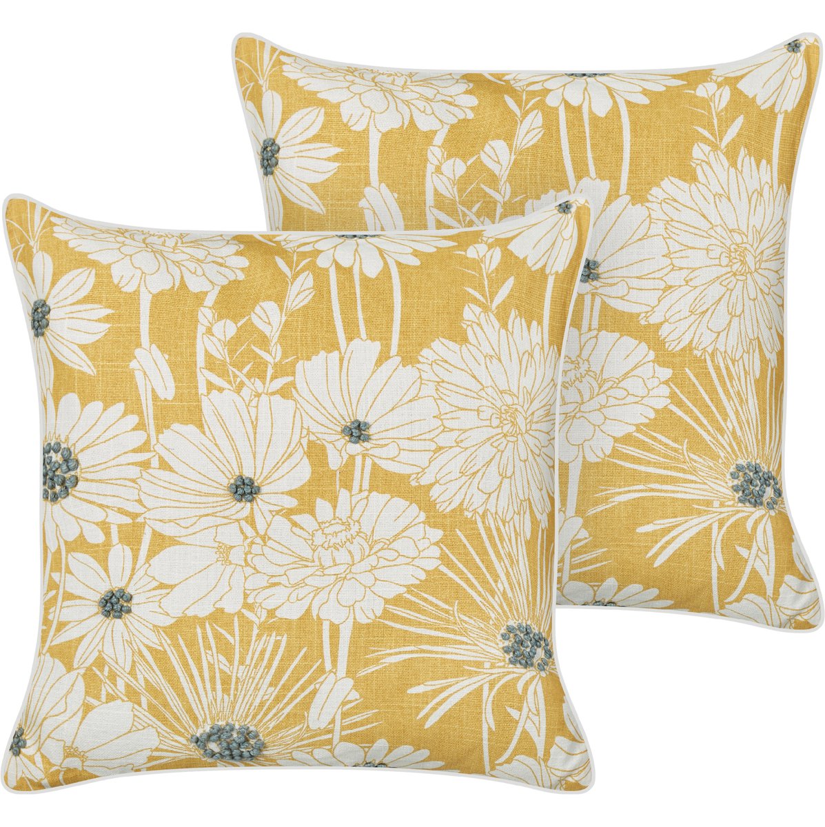 Beliani SCIRPUS - Sierkussen set van 2 - Gebroken wit - 45 x 45 cm - Katoen Geel