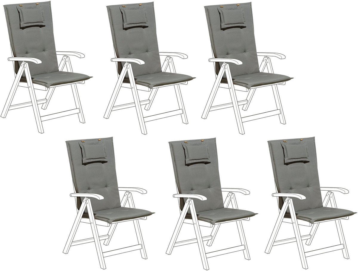TOSCANA/JAVA - Tuinkussen set van 6 - Grijs - 50 x 70 cm - Polyester