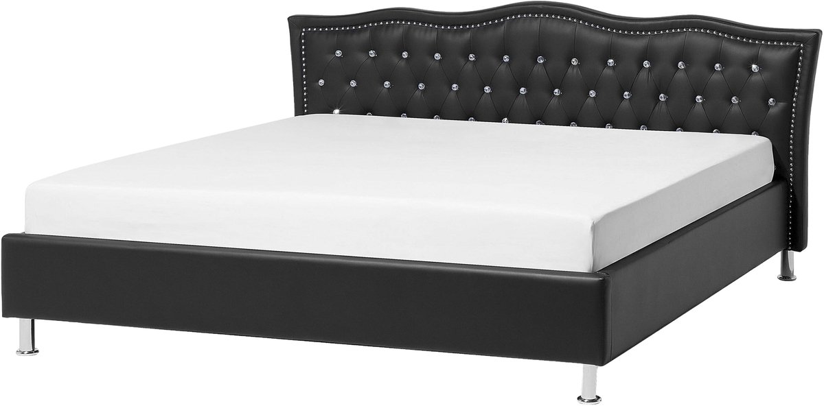 METZ - Tweepersoonsbed - Zwart - 160 x 200 cm - Kunstleer