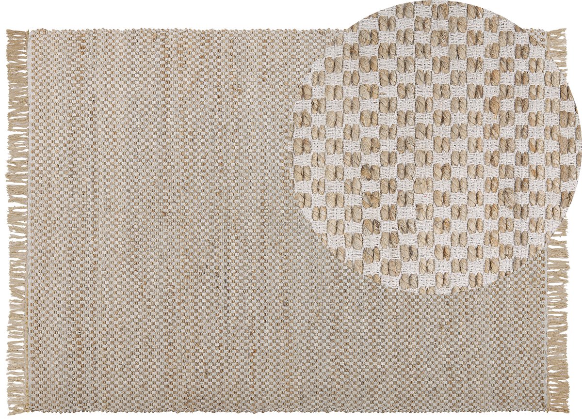 ZERDALI - Laagpolig vloerkleed - Lichtbeige - 140 x 200 cm - Katoen
