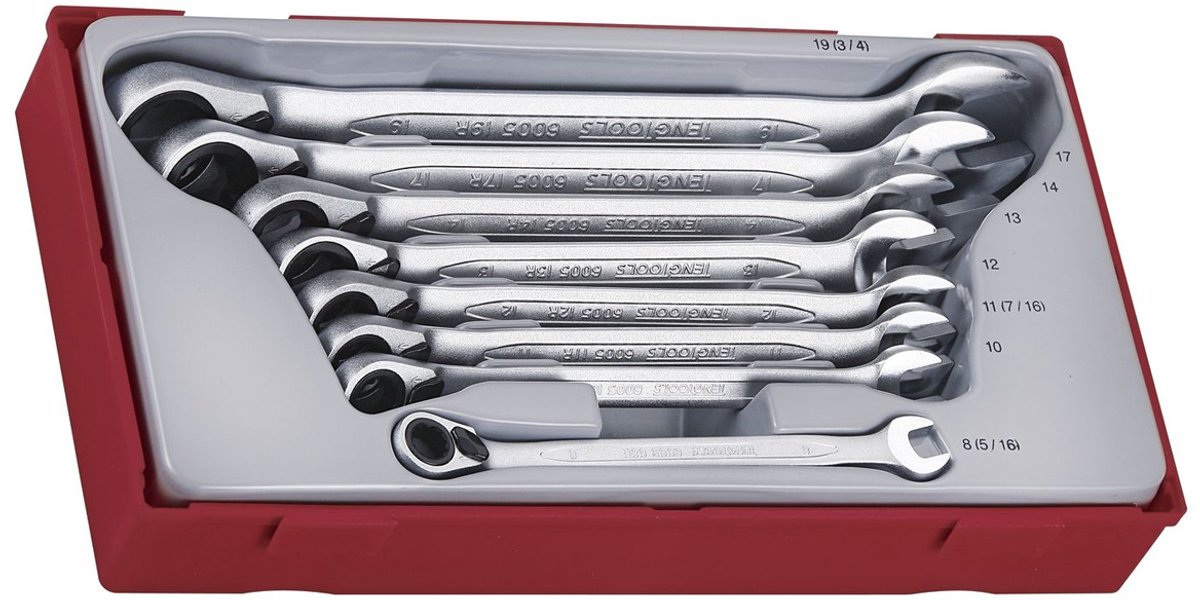 Ratel-steekringsleutel TT1 tray 8-19mm 8 delig Teng Tools TT6508R