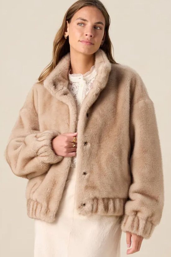 Lichtbruine Faux Fur Jas