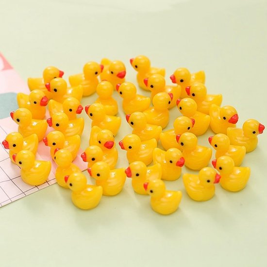 100 Mini Anatre In Resina Gialle 1,5 Cm - Micro Decorazioni Fai Da Te Per Acquario, Casa Delle Bambole, Terrario, Giardino Fatato - 3
