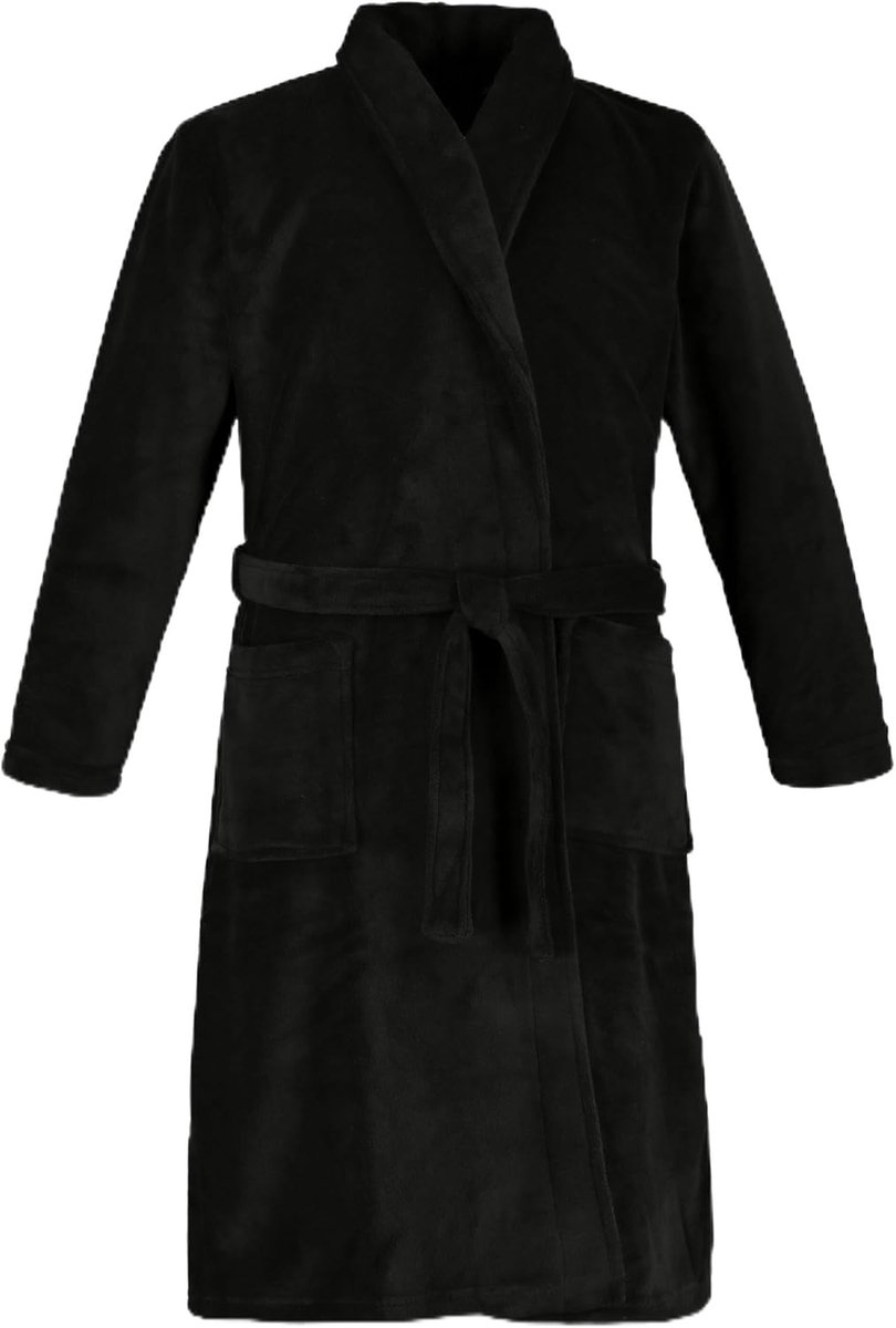 Heren Badjas in Grote Maten – Microvezel Homewear tot en met 8XL, Zwart