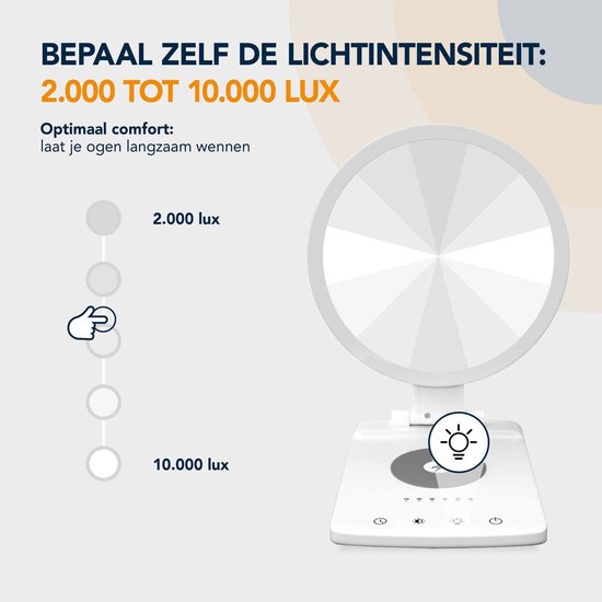 Slowwave Light Boost Max daglichtlamp - Lichttherapielamp met 10.000 lux - Bouw lichtintensiteit geleidelijk op - Verschillende kleurtemperaturen - Kantelfunctie