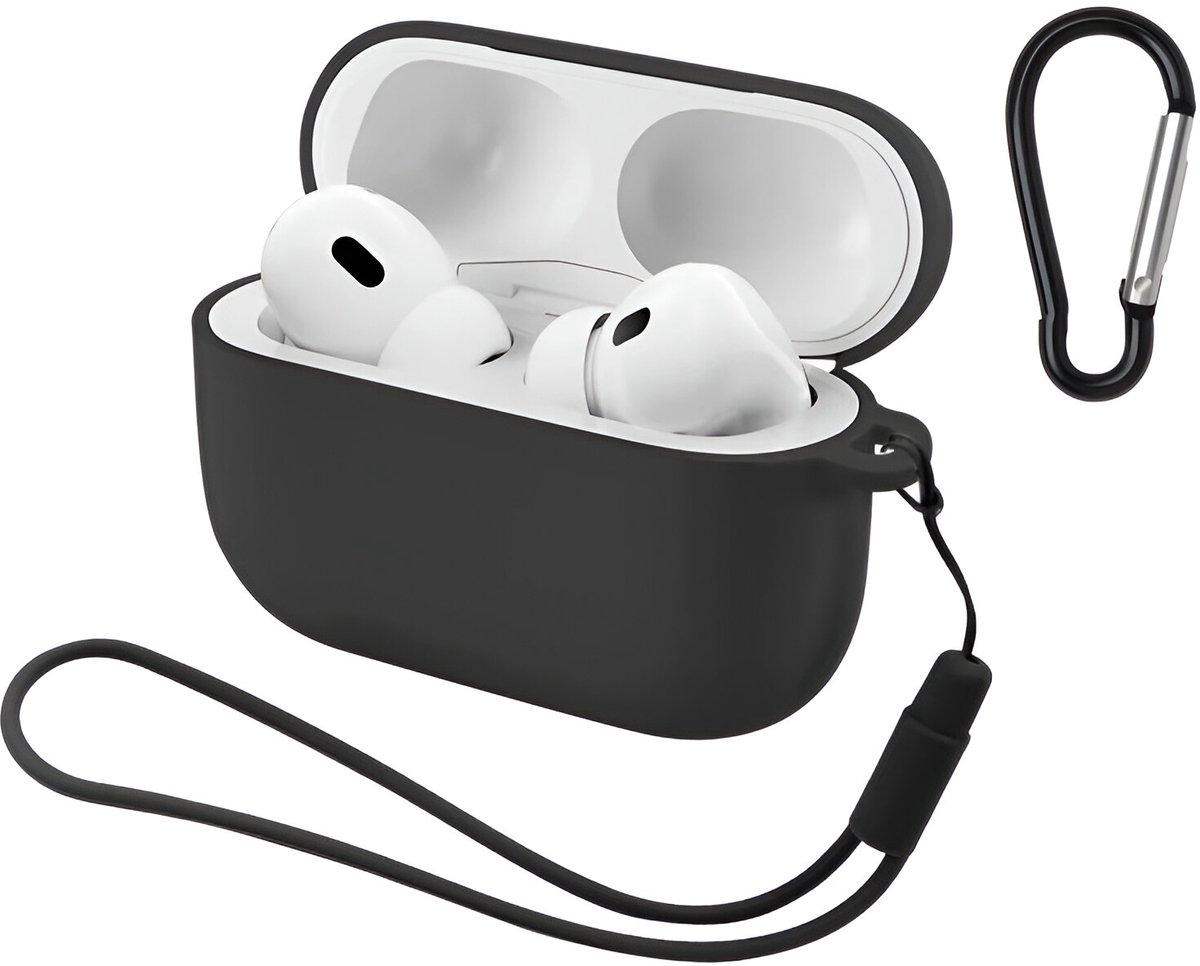 Studio Air® Airpods Hoesje Pro 3 Siliconen Case - Zwart - Hooked - Soepel Airpod Hoesje voor Airpods Pro 3 (2025)