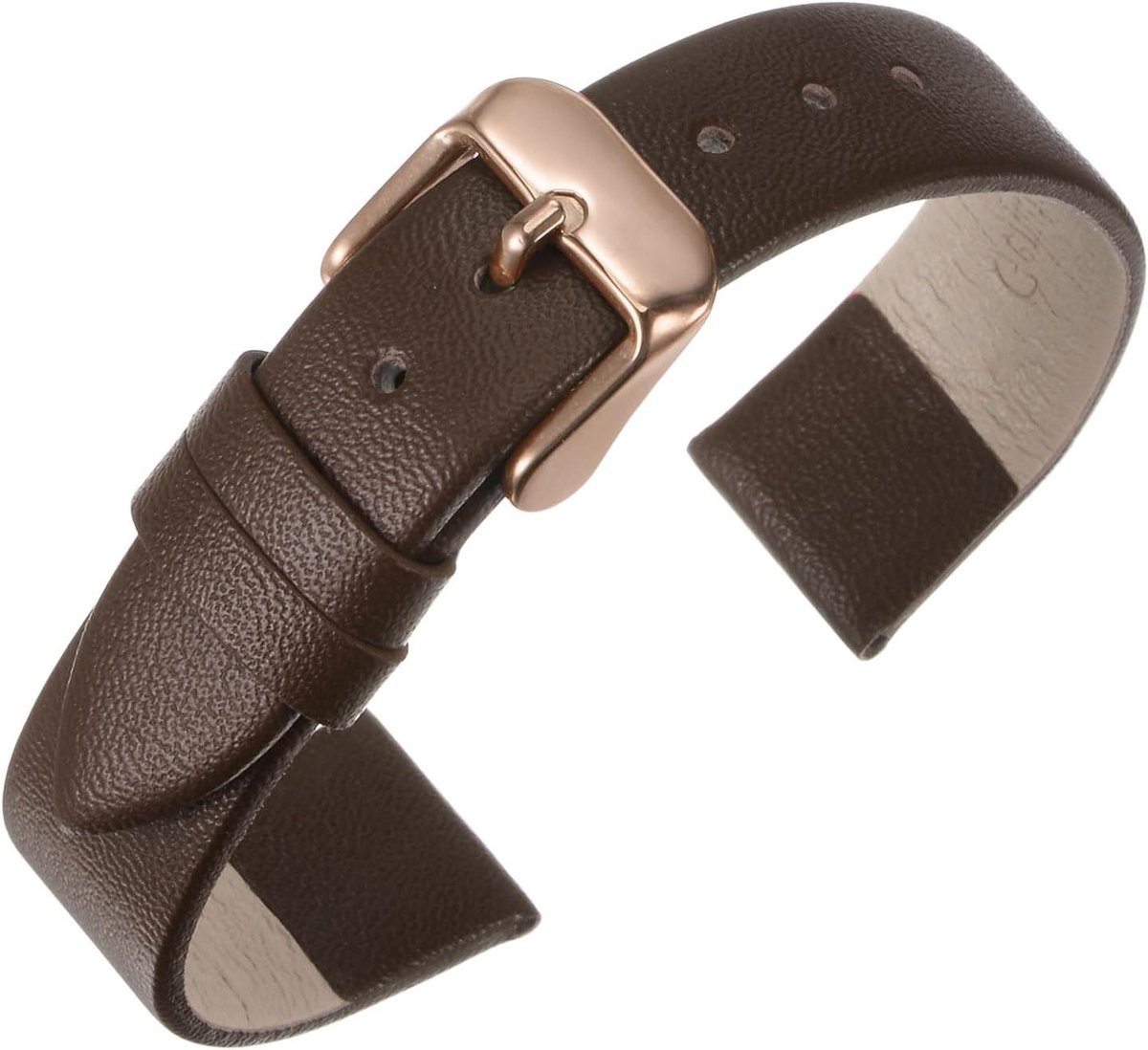 Allecto plus - Leren horlogebandje met gesp voor smartwatch - plat en elegant - unisex - zwart-bruin