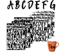 Vinyl Letter Stickers, 6 Sheets 1 Inch 2 Inch Self Adhesive Capital and Bottom Alphabet Stickers Waterproof Stick On Letters for Crafts Signs Poster Scrapbook Suitcase Car (Black & White)