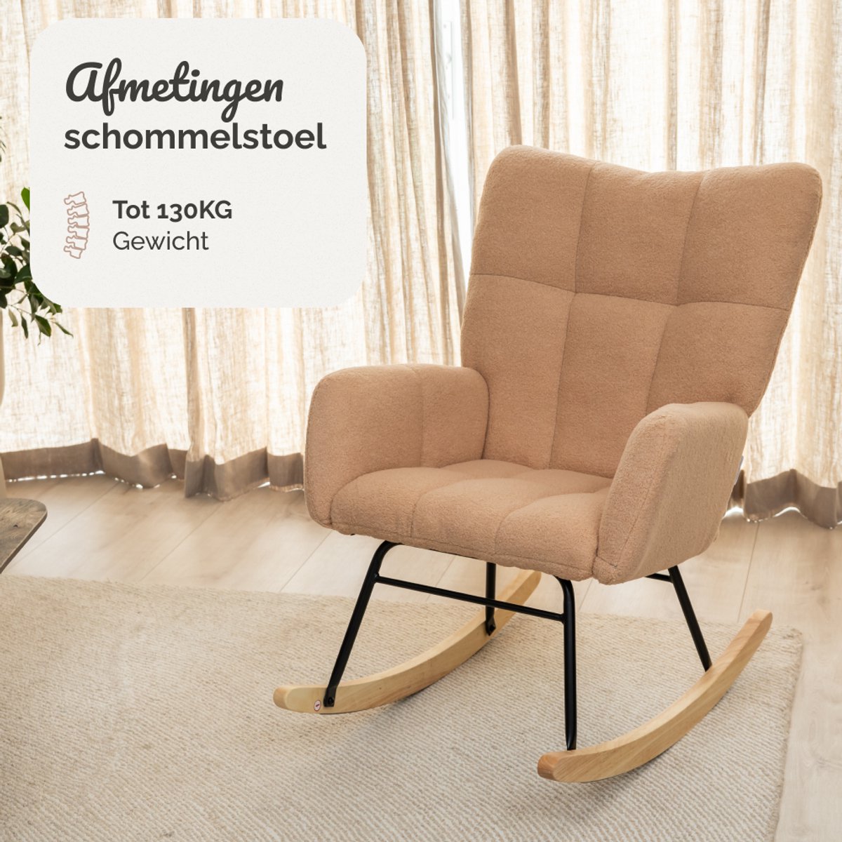 SITTT Schommelstoel - Relaxstoel babykamer - Fauteuil - Voedingsstoel - Bruin - Mocha Mousse — afbeelding 8