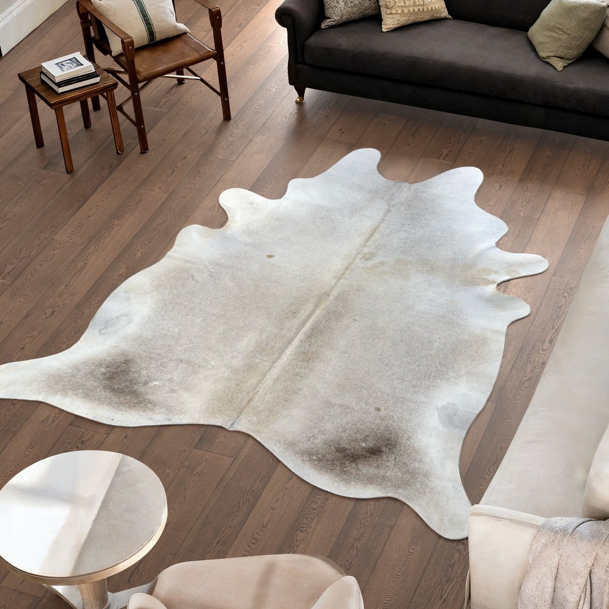 Koeienhuid Vloerkleed XL (Groot) - Grijs - 232 x 218 cm - Koeienkleed / Koeienvel / Dierenvel / Dierenhuid / Koehuid Tapijt