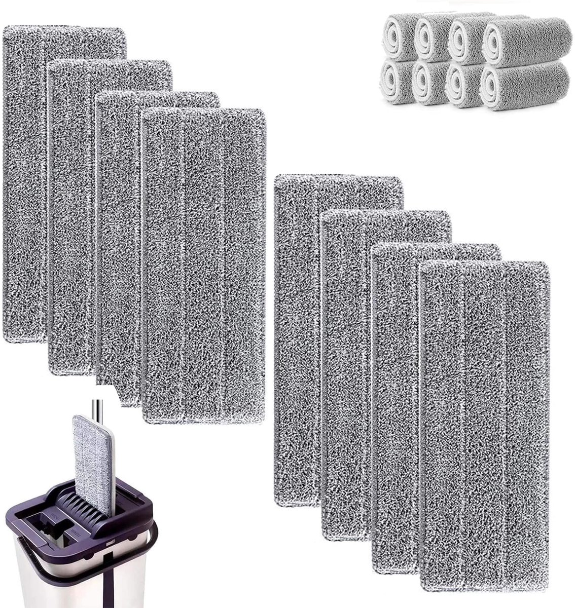 Ibenzoa® Set van 8 wasbare microvezel dweilpads voor diverse vloertypes