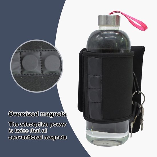 Magnetische Fleshouder - Waterfles Houder met Sterke Magneten - Met Opbergvak & Sleutelhanger - Voor Sportschool, Fitness, Thuis & Outdoor - Tot 1,5 kg — afbeelding 3