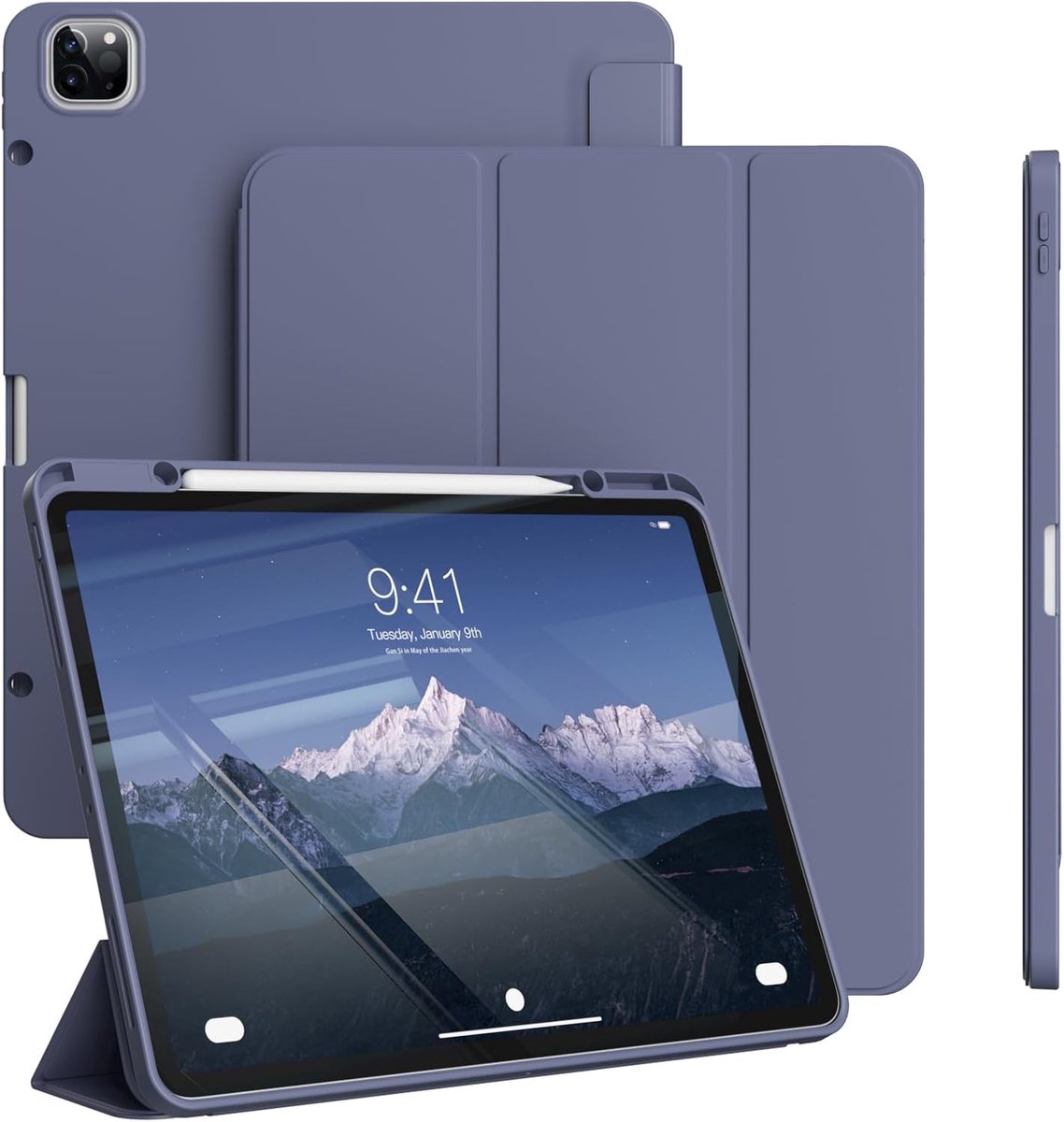 Hoes voor iPad Pro 12.9 - Flexibele TPU Achterkant met Ingebouwde Potloodhouder en Auto Slaap/Wekfunctie