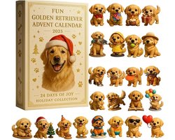 Honden Adventskalender 2025 - Grappige Golden Retriever Kerst Adventskalender 2025 - 24 2D Acryl Vakantie Honden Ornamenten - Leuke verzamelobjecten voor dierenliefhebbers, ouders en families