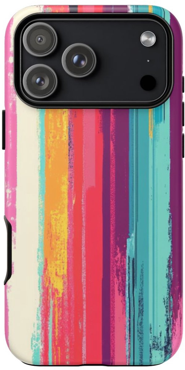 Levendige Abstracte Verticale Strepen – Telefoonhoesje Geschikt voor iPhone 17 Pro Max