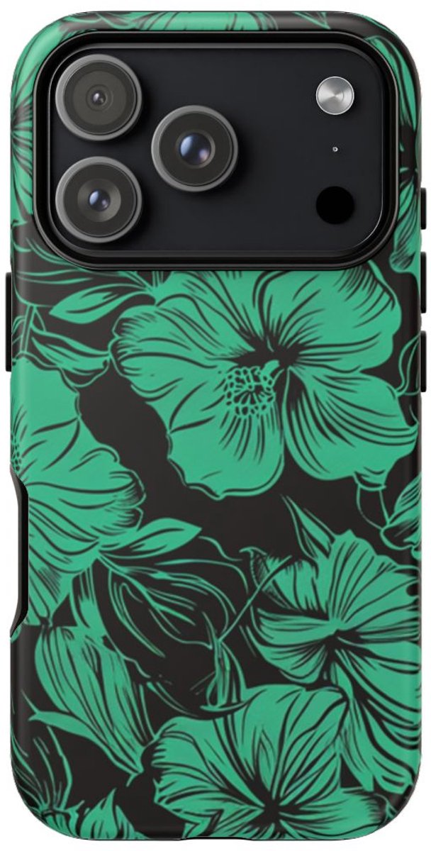 Groen Hawaïaans Bloemenpatroon – Telefoonhoesje Geschikt voor iPhone 17 Pro