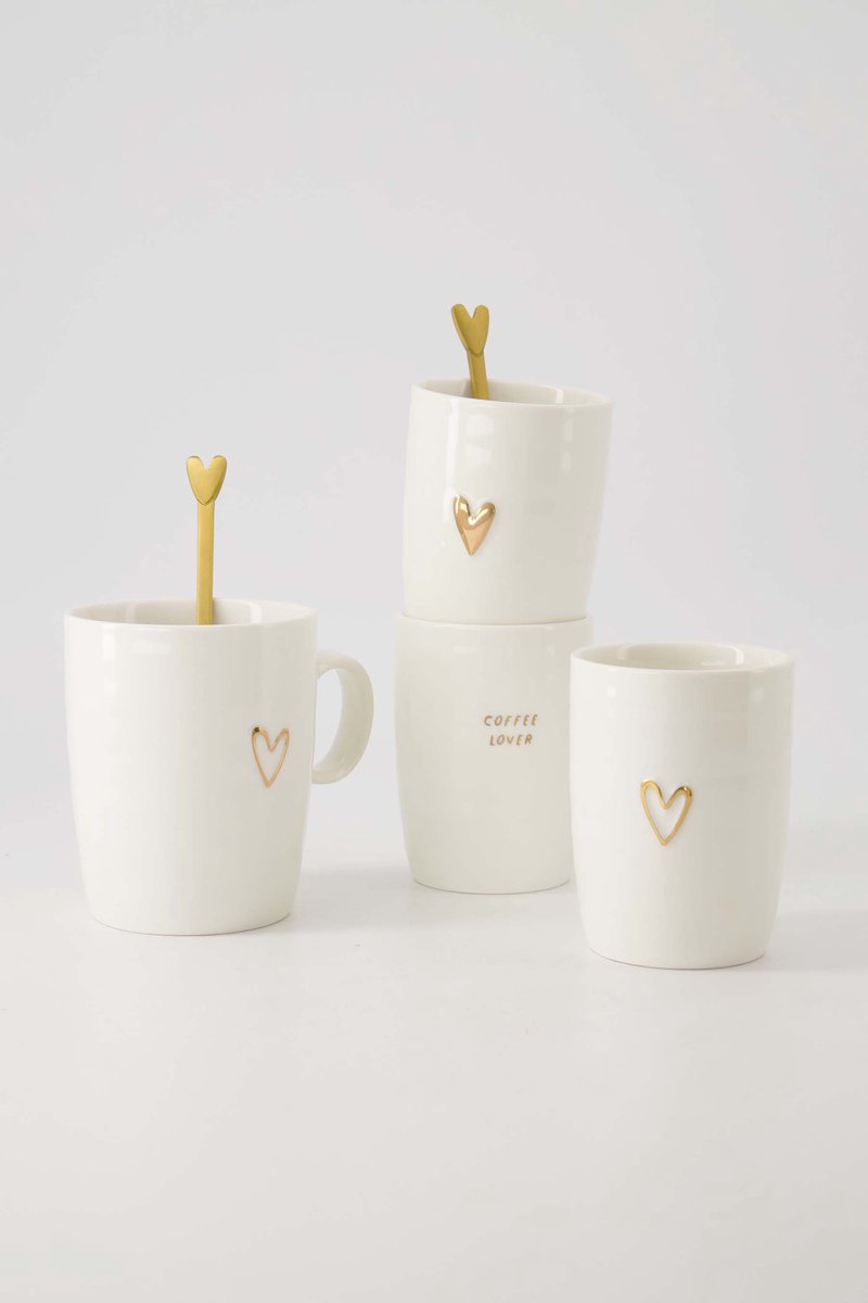 Zusss Koffiemok Hartje Wit/Goud Wit