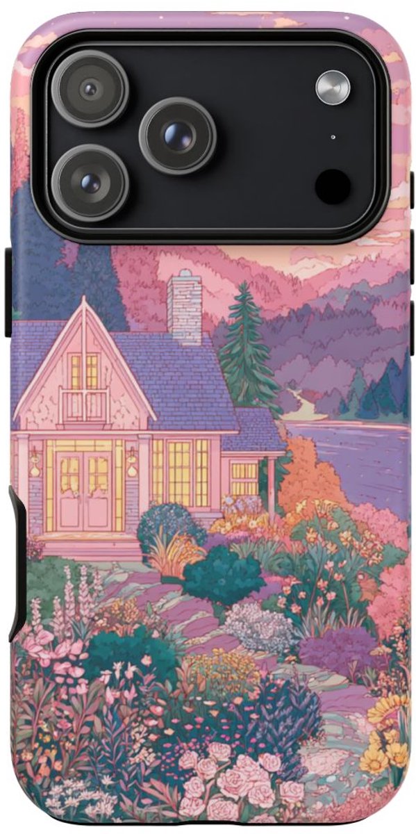 Sfeervolle Cottage Tuin bij Schemering – Telefoonhoesje Geschikt voor iPhone 17 Pro Max