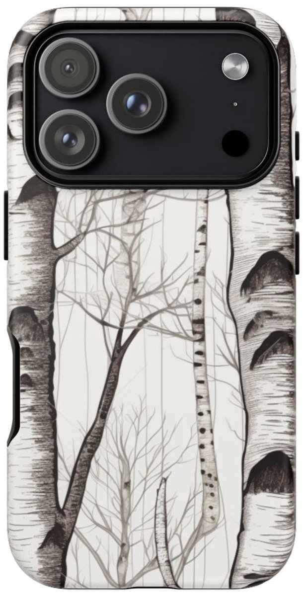 Berkenstammetjespatroon – Telefoonhoesje Geschikt voor iPhone 17 Pro