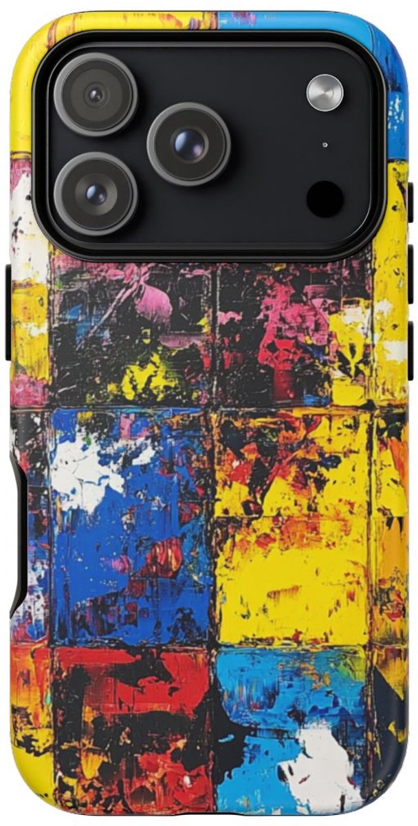 Kleurrijk Abstract Ruitjespatroon – Telefoonhoesje Geschikt voor iPhone 17 Pro