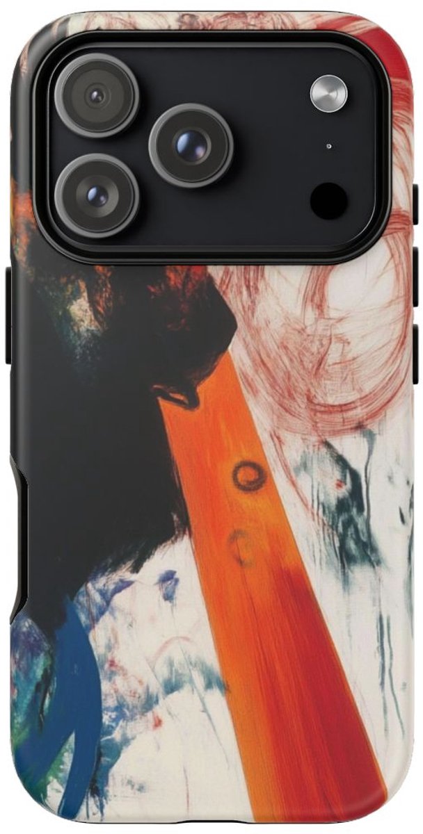 Abstracte Zwarte en Rode Penseelstreken – Telefoonhoesje Geschikt voor iPhone 17 Pro