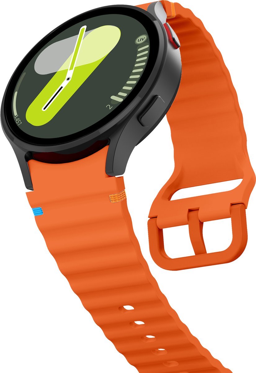 Jumada's - Siliconen Wave Bandje Oranje - Geschikt voor Samsung Galaxy Watch 4,5,6 & 7 - Flexibel Sportbandje