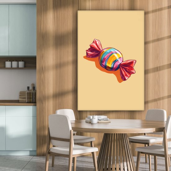Tableau sur toile 80x120 cm - Décoration murale Jaune - Snoep - Couleur - Décoration murale murale salon - Décoration chambre - Accessoires chambre - Peintures sur toile