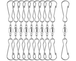 Dual Clip Swivel Hanging Hooks - 10 Pack - RVS Swivel Clip Voor Hanger - Wind Chime - Wind Spinners - Windsock - Vlaggen - Vogelvoeder