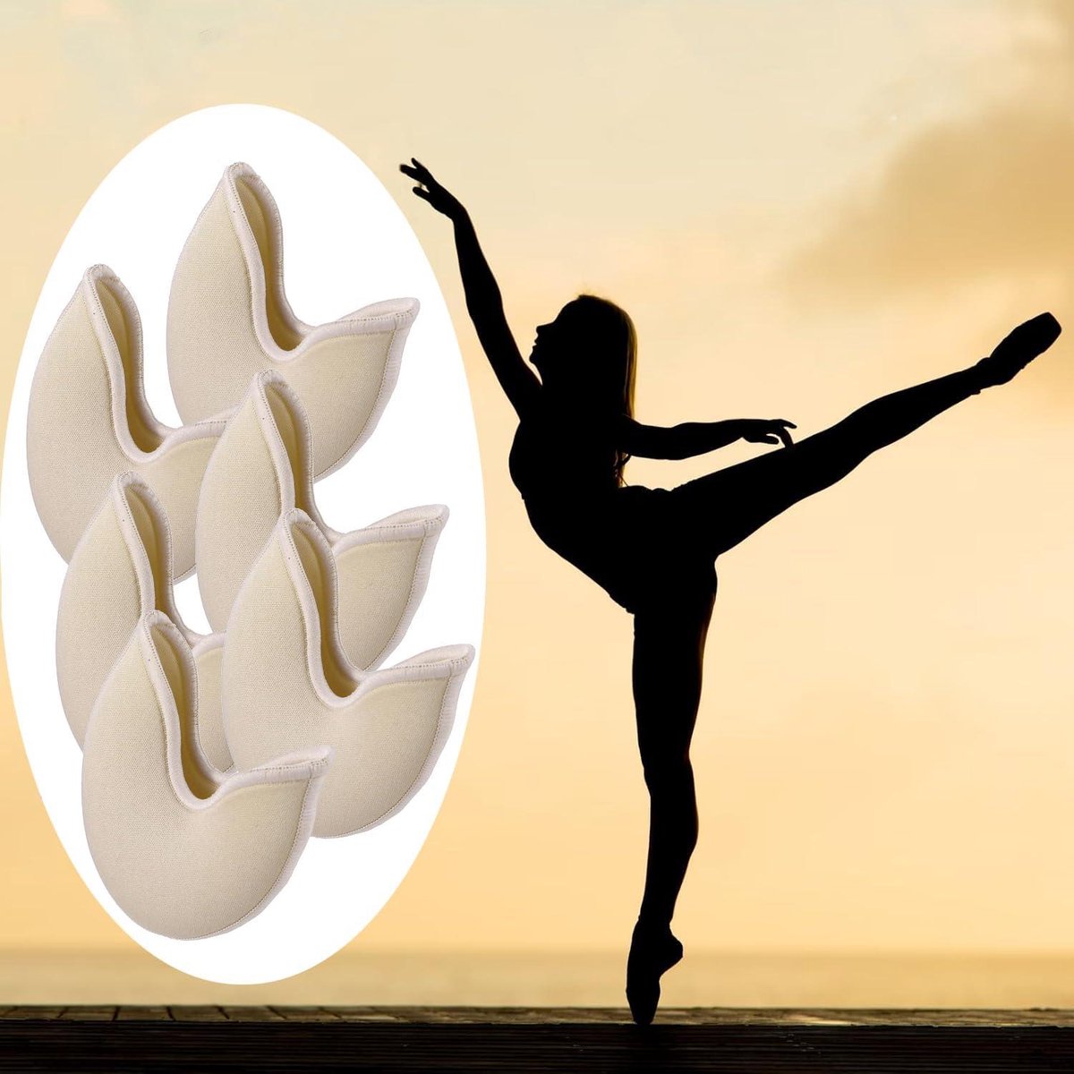 Allecto plus Balletkussens met puntige neus voor pointe-schoenen Ademende stofbeschermers Voetpijnverlichting beige Dansaccessoires Vrouwen en meisjes