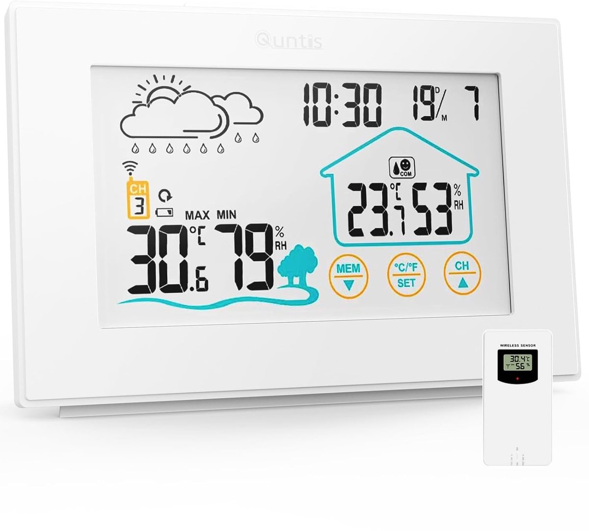 Digitale Weerstation met 5 Inch LED-Sensor - Draadloze Temperatuur en Luchtvochtigheid Met Snooze-Functie