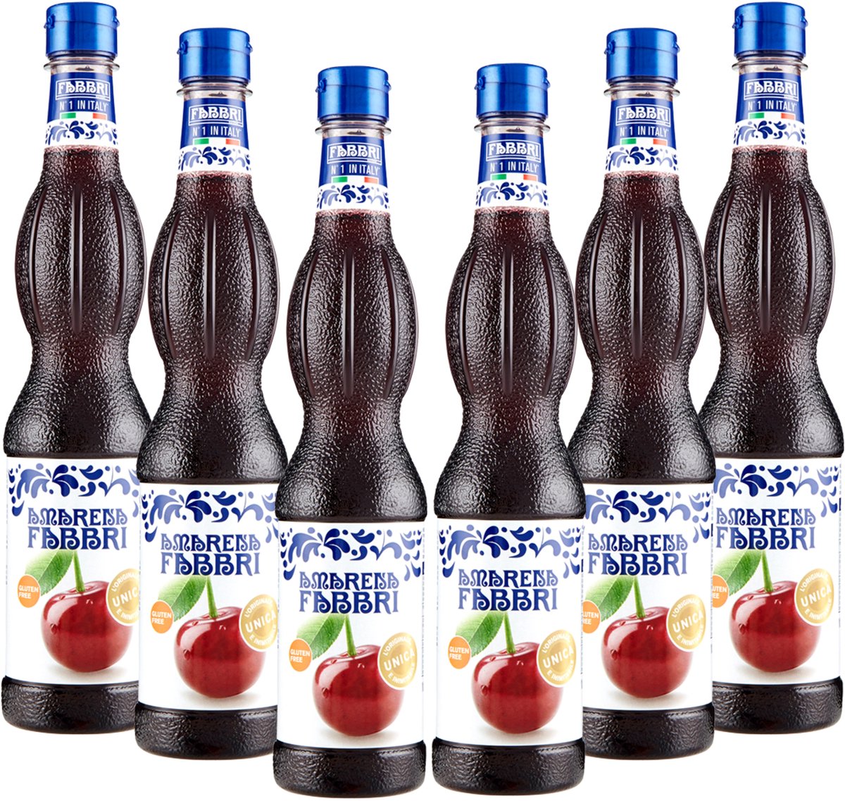 Set van 6 - Fabbri 1905 - Fabbri Amarena siroop 560ml | Glutenvrij | Ideaal voor slushies, drankjes en ijslolly's | fles met hersluitbare dop