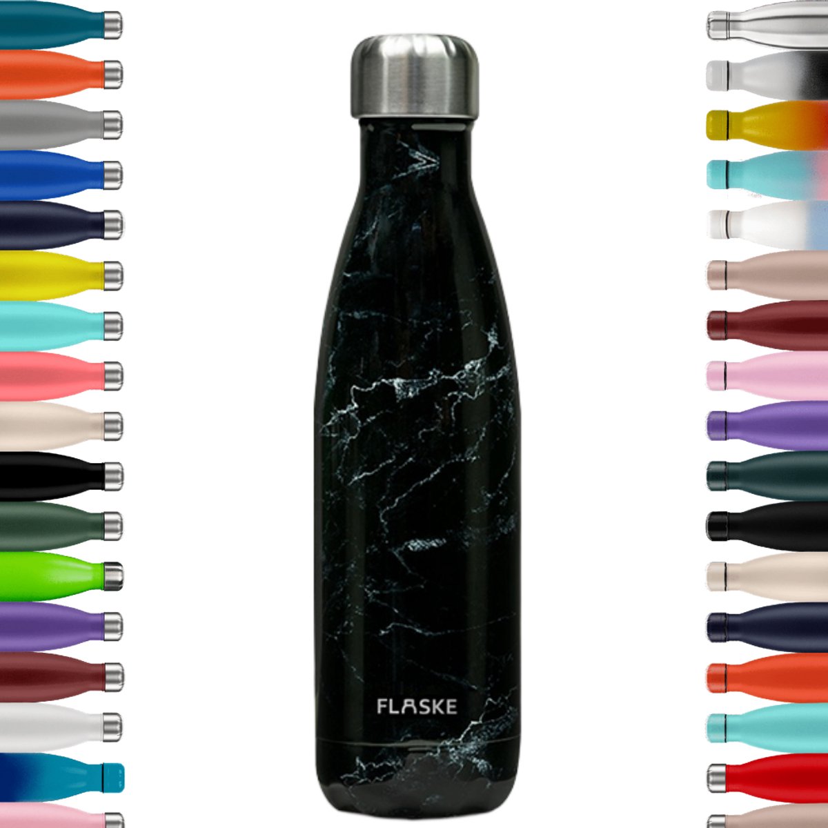 FLASKE Original 500ML - Marble Night - RVS Drinkfles van 500ML - Geschikt als waterfles, thermosfles en thermoskan