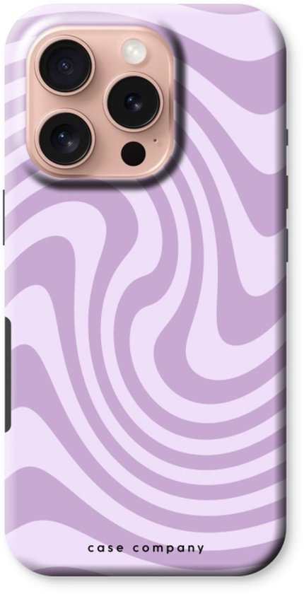 Coque de téléphone violette avec un motif tourbillonnant lilas pour iPhone 16 Pro.