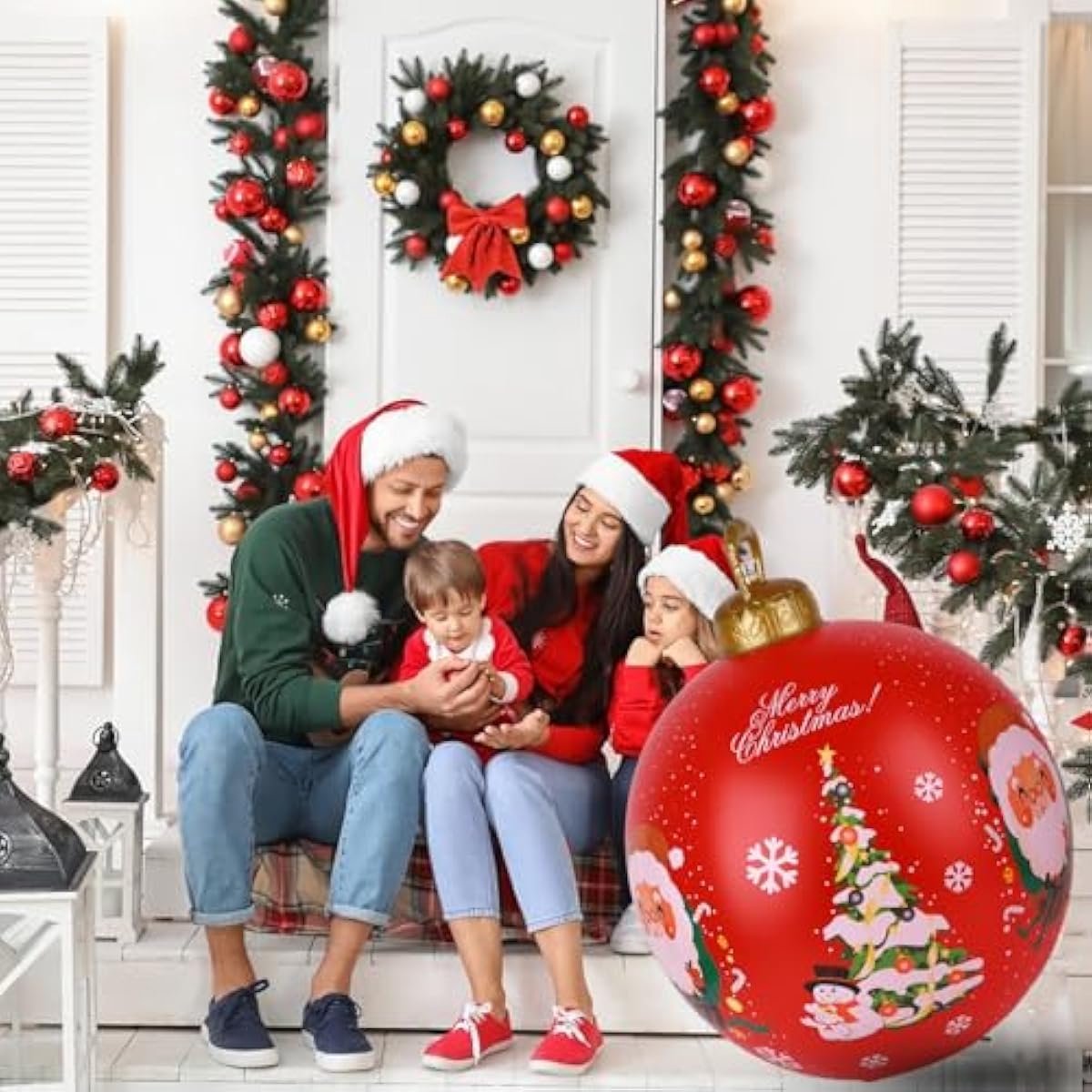 TAIPPAN Opblaasbare kerstbaldecoratie, 60 cm grote kerstbal, outdoor decoratie, grote kerstballen, ornamenten voor bruiloft, festival, woondecoratie, binnenplaats, gazon, tuin, buitendecoratie, met