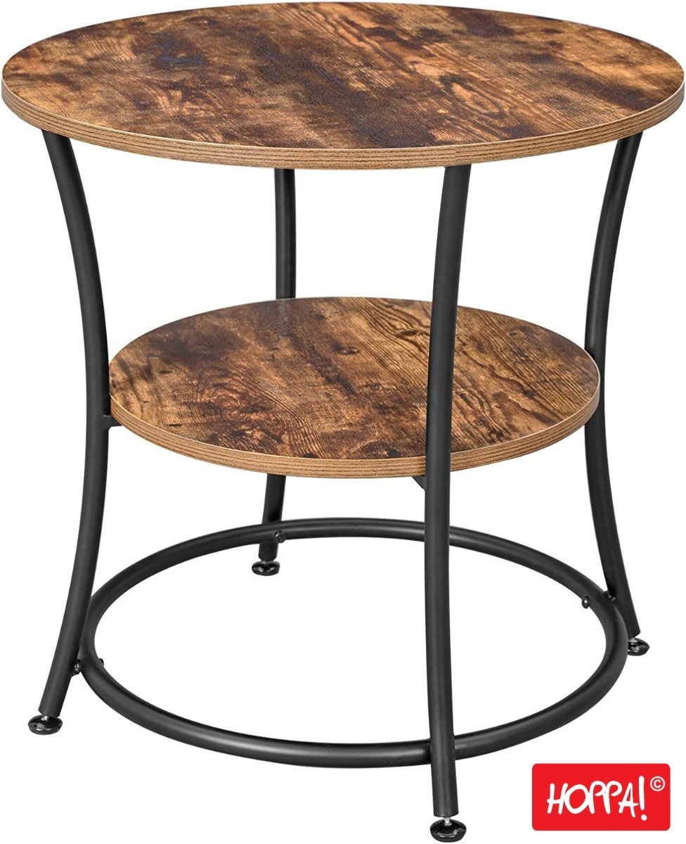Hoppa! | Bijzettafel | Donkerbruin | Industrieel Ontwerp | 56 x 56 x 56 cm (B x D x H)