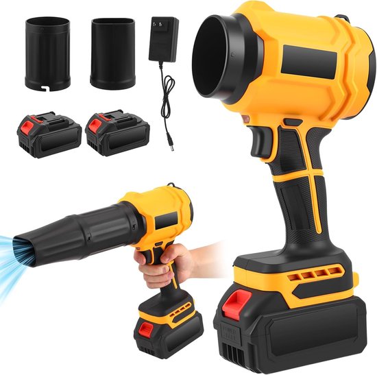 Roadtime Accu-bladblazer Turbo Geblaas, Auto Geweldige Blaasmachine met 2 48V Accus, Mini Stofblazer met Handschoenen en Opbergbox, Draagbare Bladzuiger Kabelloze Bladblazer voor Camping, Reiniging