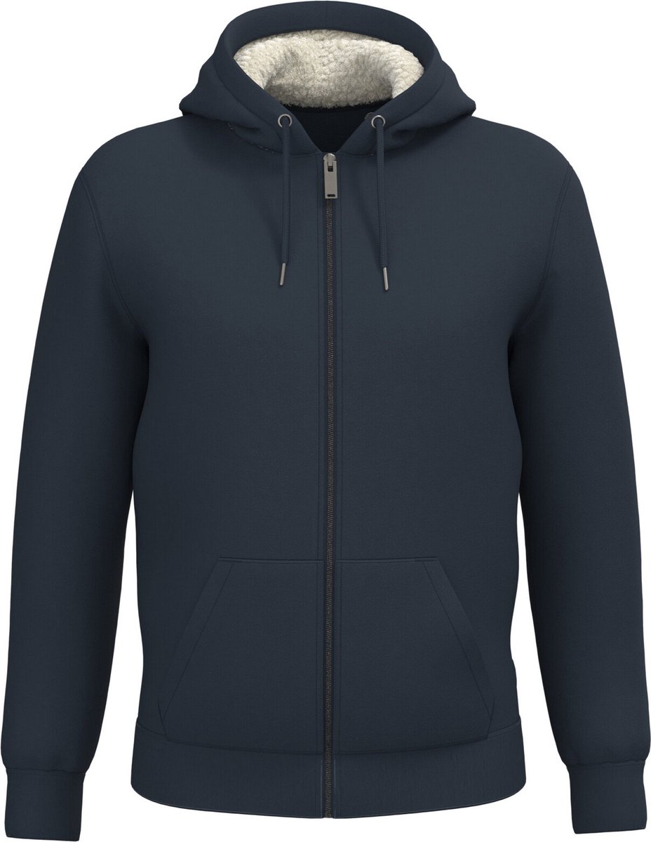 Native Spirit Ecologische uniseks sweater met rits en sherpavoering NS460 - Navy Blue - M