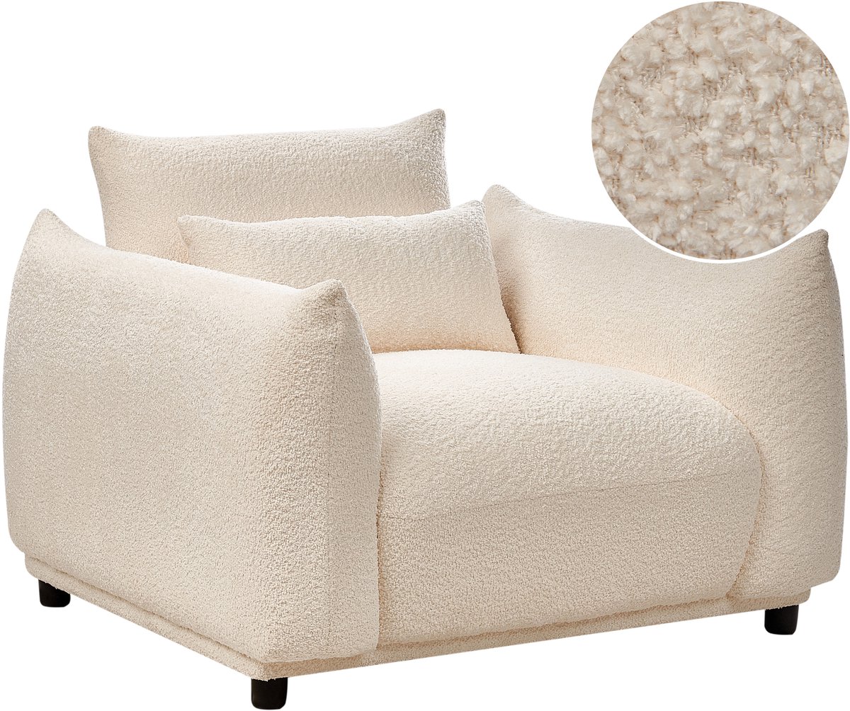 JAMSA - Fauteuil - Gebroken wit - Bouclé