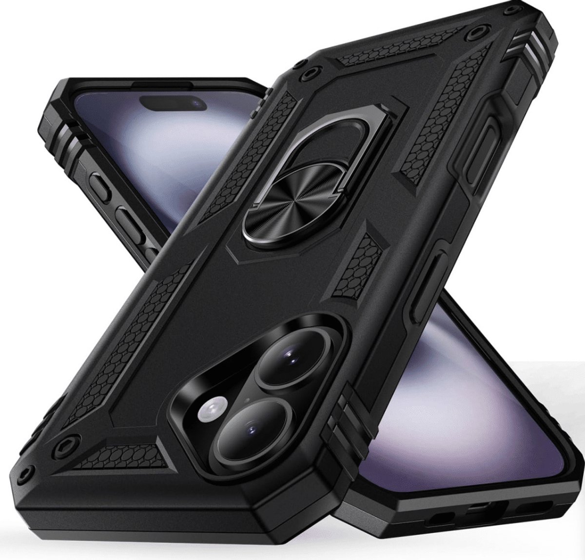 Casemania - Backcover - iPhone 17 - Armor Kickstand - Ring - Zwart