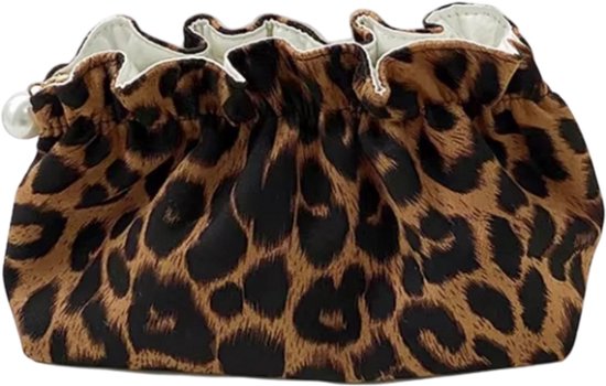 Trousse de maquillage Mode pour femme – Organiseur de voyage à Zipper perlée, grande capacité, imprimé léopard, trousse de toilette, sac de voyage et cadeau pour femme