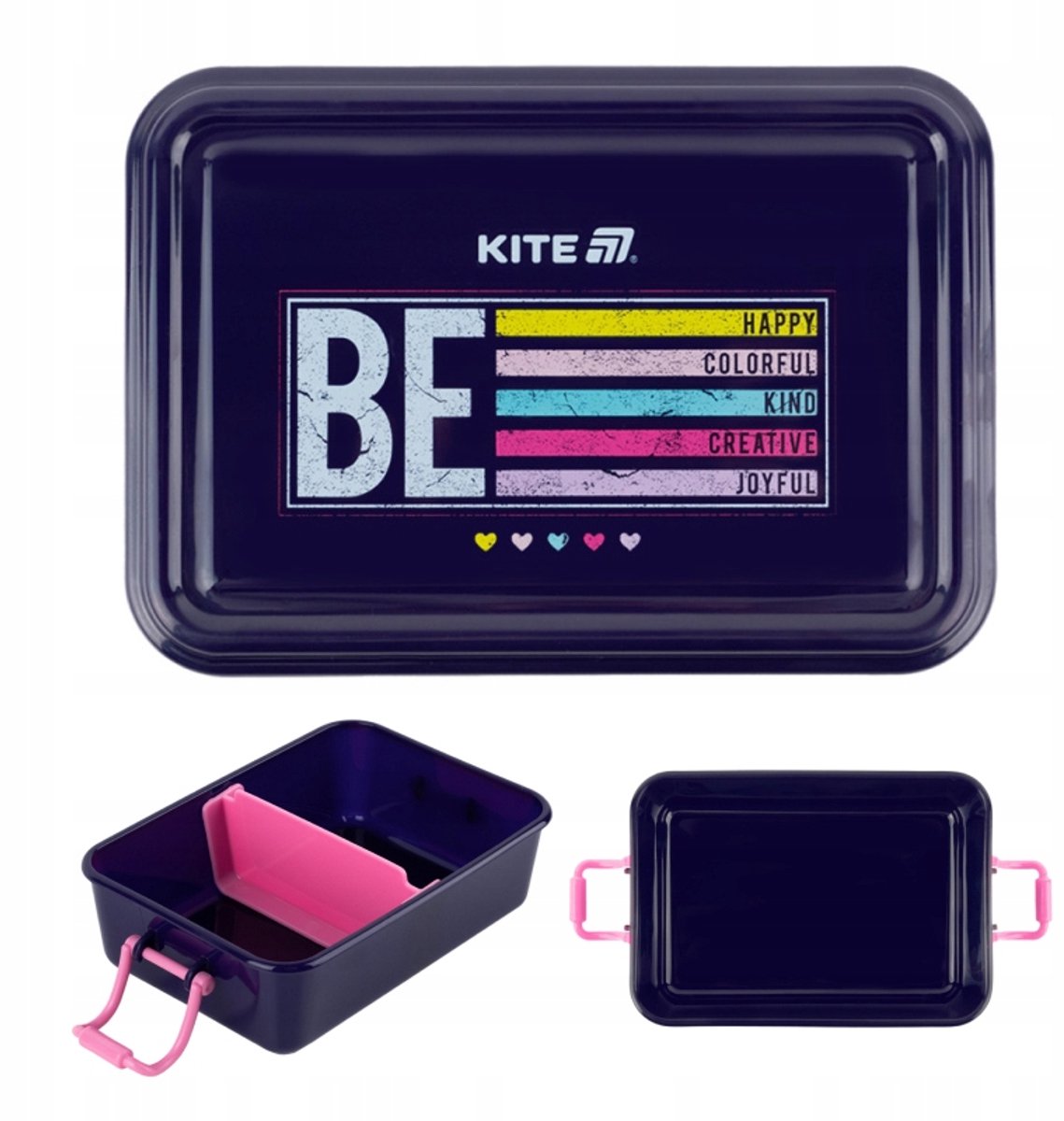 Kite Lunchbox School Kinderen 650ml Blauw met Vakjes en Bestek