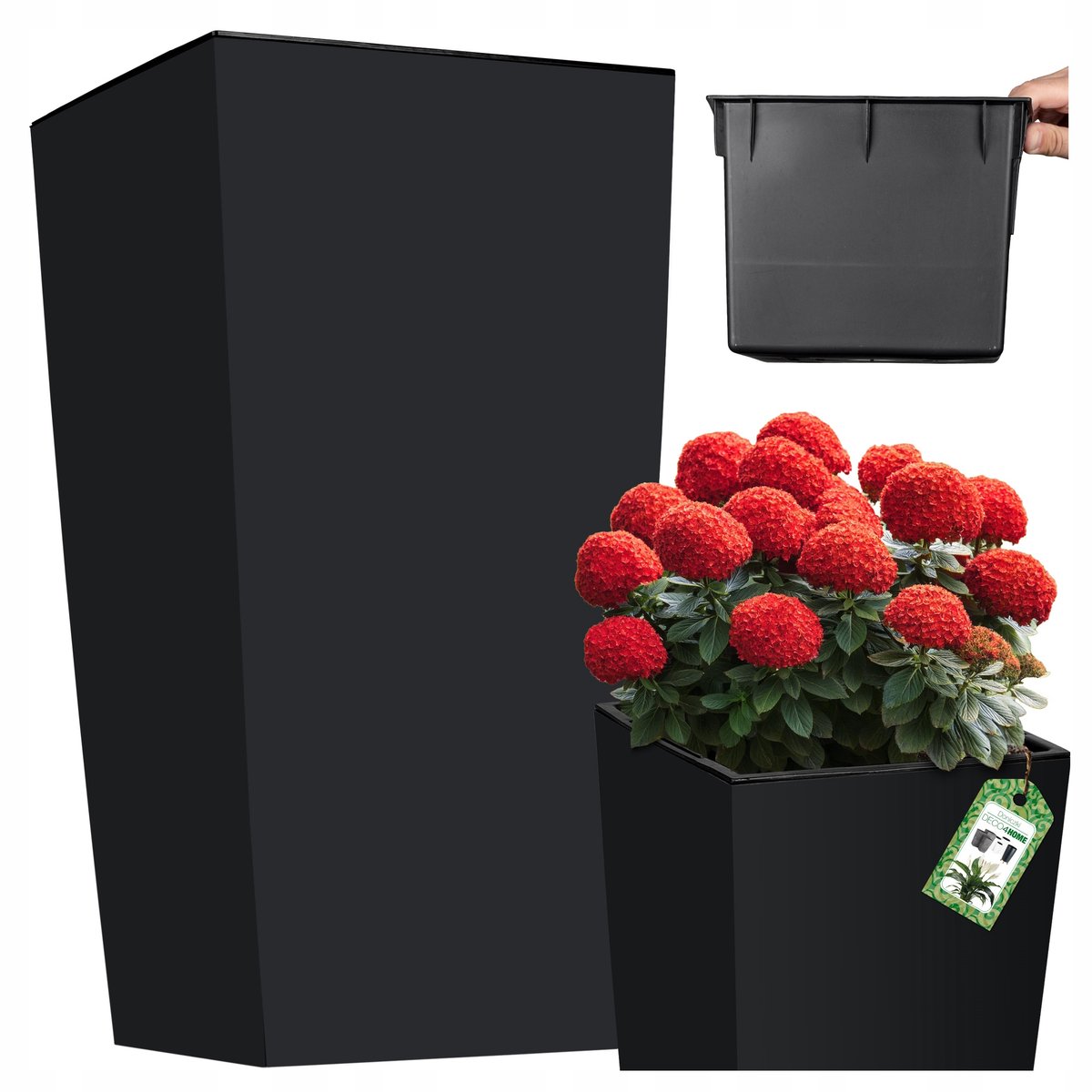 Mat Antraciet Hoge Terraspot 32,5cm met Inzetstuk