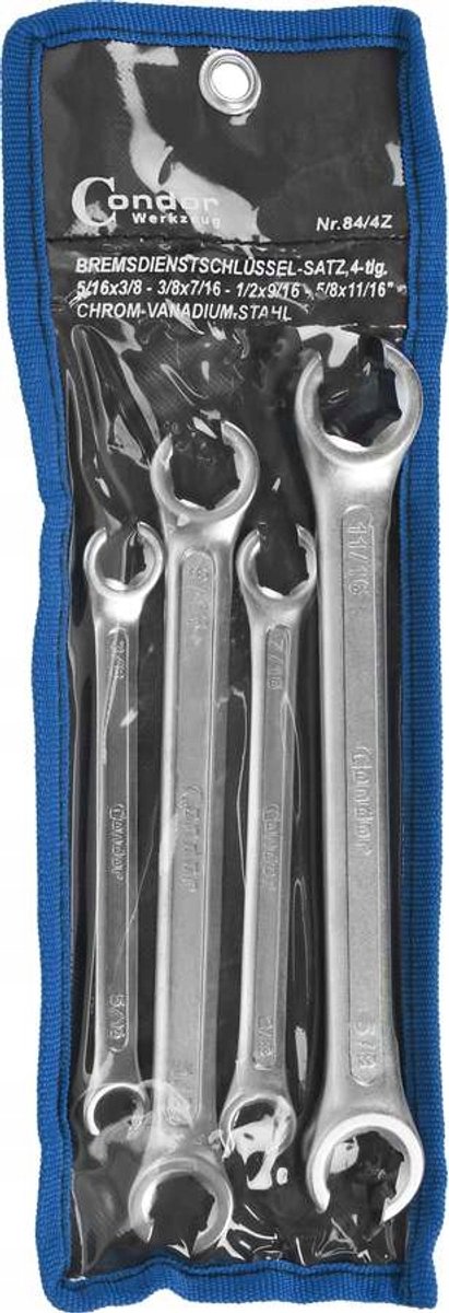Set van 4 Inch Open Ringsleutels 5/16"-11/16"