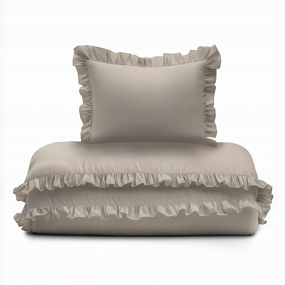 Babybeddengo met ruches 90x120cm Katoen 2-delig Donker Beige
