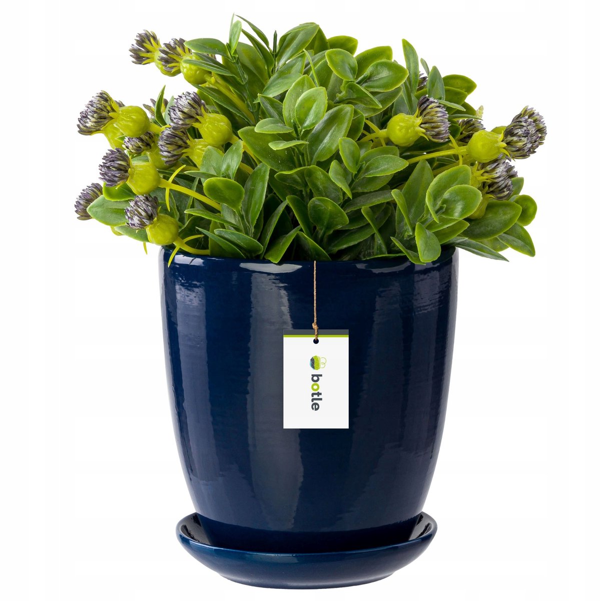 Keramische bloempot 32x34,5 cm met schotel - Kobalt Blauw