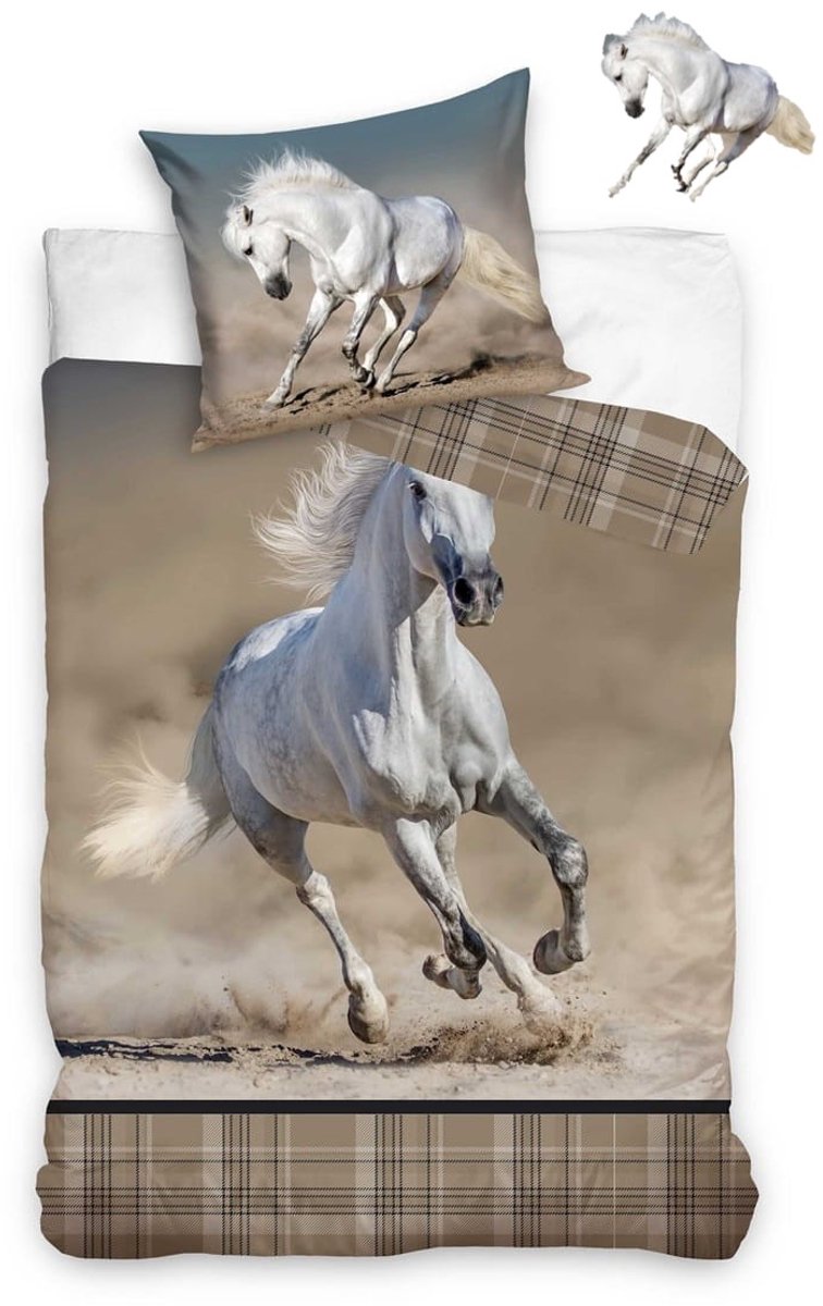 Mooi Katoenen Dekbedovertrek Kinderen 140x200 met Paard