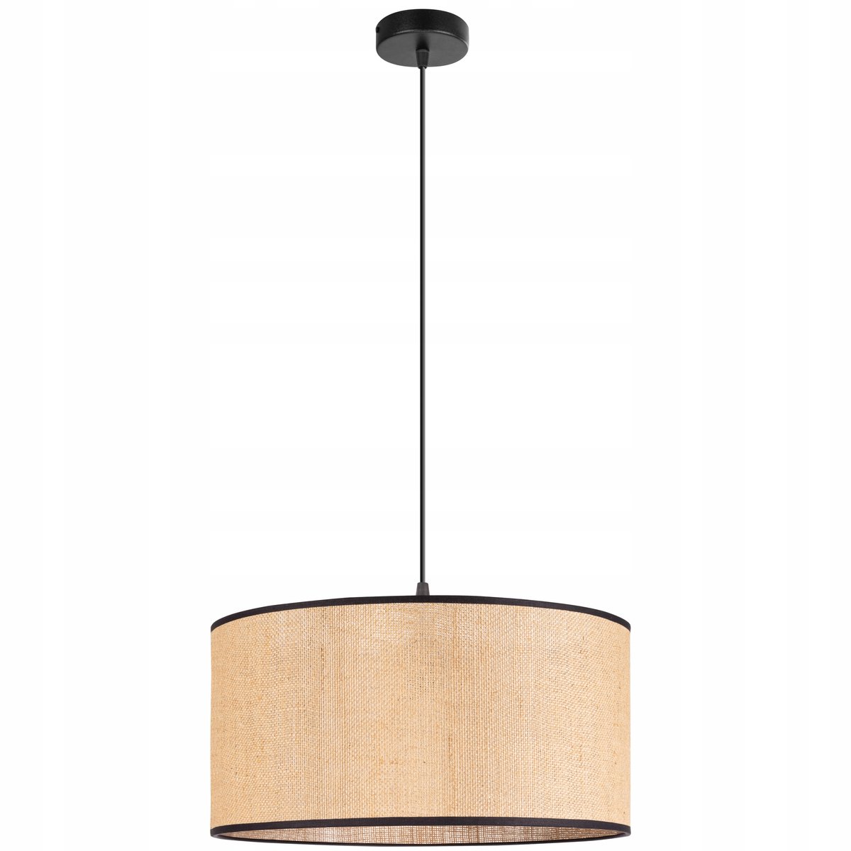 Rustieke hanglamp Maxi Jute kap beige/zwart